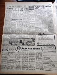 Ulus Gazetesi - 8 Eylül 1959 - Başkan Eisenhower Avrupa'da Yazan Yakup Kadri Karaosmanoğlu Köşe Yazısı - Bülent Ecevit Doktor Suphi Baykam Ve Ali Rıza Akbıyıkoğlu Osman Kibar İle De Görüşerek Sanayideki Kriz Üzerinde Durdular - Bugünkü 100 Kuruş 1950 deki 38 Kuruş - Güvenlik Konseyi Toplandı - OECE Heyeti Dün Gitti - Türk Helena'nın Yankıları Yazan Metin And - Bella'nın Ölümü Yazan Georges Simenon Yazı Dizisi - Cinsiyet Salık Çocuklar Toplanıyor - Silahsızlanma Yolunda Yeni Kararlar On Devletten İbaret Bir Komite Kuruldu - Ahmet Şükrü Esmer Köşe Yazısı - Emil Galip Sandalcı Köşe Yazısı - Baron Werner Von Stauffenberg İle Bir Konuşma Konuşmayı Yapan Leyla Çambel - Aydın'ın 37. Kurtuluş Yılı Dün Kutlandı - Ankara'da Milli Lig Bu Hafta Başlıyor - Milli Güreş Kampında İlk Seçmeler Yapıldı - Fenerbahçe Karagümrük Maçı - Beden Terbiyesi Genel Müdür Vekili Mehmet Arıkan - Ankara Radyosunun Sevilen Şantözü Ayfer Demiray Göl Gazinosunda - Sana Margarin - Konya Milletvekili Fahri Ağaoğlu
