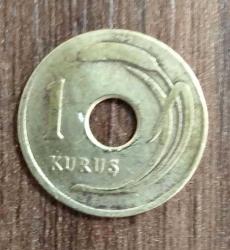 1 KURUŞ 1949 pirinç delikli madeni parası Türk Lirası İsmet İnönü dönemi para (74)