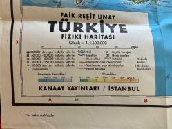 Dev Boyut eski Türkiye Fiziki Haritası Faik Reşit Unat 1:1500.000 ölçek