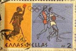 Yunanistan Pulu - Greek Stamp - Mektup Zarfından Kesilmiş  / Postadan Geçmiş Pul Filateli - Damgalı - OLİMPİYAT TEMALI YUNAN PULU 1976, 2 PARA - YABANCI PULLAR - NOSTALJİK DOĞUM GÜNÜ HEDİYESİ