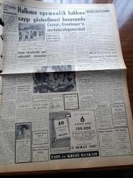 Ulus Gazetesi - 24 Ocak 1957 - Eisenhower'in Doktrini Dolayısıyla Sovyetler Türkiye İran Ve Japonya'yı Tehdit Ediyor - CHP Kars Milletvekili Turgut Göle'nin Dokunulmazlığı Kaldırıldı -  Uzman Çavuşlara Dair Kanun Teklifi - Monaco Prensesi Grace Kelly Bir Kız Çocuğu Dünyaya Getirdi - Batı Almanya'ya 140 Milyon Borçluyuz - Üniversiteler Kanununda Değişiklikler Yapılacak - Bir Zamanlar Rus Casusu İdim Anlatan Jean Sprecher Yazı Dizisi - Yeni Şiirler 1957 Yazan Ataç - Musiki Dünyası Toscanini Weber Boran Helikon Arel Yazan İlhan K. Mimaroğlu - Halkının Egemenlik Hakkına Saygı Gösterilmesi Hususunda Cezayir Eisenhower'in Arabuluculuğunu İstedi - Ölen Kim Öldüren Kim Bulgar Casusu Selmanof'un Maceraları Yazı Dizisi - Sibirya Mahkumları Yazan Slavomir Rawicz Yazı Dizisi - Silviya Yüzme Havuzunda Çizgi Roman - Baykara Hazreti Süleyman'ın Taşı Çizgi Roman - Fenerbahçe 2. Devreye 4 Gollü Galibiyetle Başladı - İzmir Spor Sitesi - Basketbol Faaliyeti Kontrol Edilecek