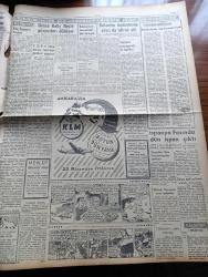 Ulus Gazetesi - 14 Nisan 1956 - Temelsiz Propaganda Ve Hakikati Yazan Hüseyin Cahit Yalçın Köşe Yazısı - Güzel Yıldız Grace Kelly Neşe Gözyaşları Döküyor - Cumhurbaşkanının Başkanlığındaki Bakanlar Toplantısına Dün Savcı Da İştirak Etti - Galatasaray Vasco De Gama Maçı Bugün - Adnan Menderes'in Nutuklarının Tatbikatına Geçiliyor - Türk Tarih Kongresi İkinci Gün Çalışmaları - Jeep Fabrikası - Yedi Kızlar Yazan Georges Simenon Yazı Dizisi - Mürakebe Buhranı Yazan Namık Zeki Aral Köşe Yazısı - Seyhan Milletvekili Sedat Barı'nın Dün Evini Soydular - Züleyha İsimli Piyes Kitabı Toplattırılıyor - Baskın 1 Nato Tatbikatı - Silviya Sevimli Model Çizgi Roman - Baykara Altın Küre Çizgi Roman - Başbakan Ve Komünizm Yazan Bülent Ecevit Köşe Yazısı - Samanın Tenekesi 1 Liraya - Ahmet Şükrü Esmer Köşe Yazısı - Halı Sarayı Sahibi Şeref Çelebi - Ankara'nın En Lüks Ve En Modern Sineması Bahçelievler Renkli Sinema -  Berkün Bebe