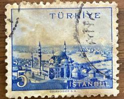 Mektup Zarfından Kesilmiş  / Postadan Geçmiş Dörtlü Pul Filateli - Damgalı - İSTANBUL, 5 PARA - Türkiye Cumhuriyeti - Turkish Stamp - NOSTALJİK DOĞUM GÜNÜ HEDİYESİ