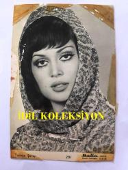 Türkan Şoray Siyah & Beyaz Kartpostalı, Bella Color - 1970'li Yıllardan - 10 x 15 cm Ebadında