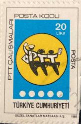 Türk Pulu - Turkish Stamp - Mektup Zarfından Kesilmiş  / Postadan Geçmiş  Pul Filateli - DAMGALI - PTT ÇALIŞMALARI TEMALI PUL, 20 LİRA - Türkiye Cumhuriyeti - NOSTALJİK DOĞUM GÜNÜ HEDİYESİ