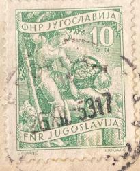 Yugoslavya Pulu - Yugoslavia Stamp - Mektup Zarfından Kesilmiş  / Postadan Geçmiş Pul Filateli - 26 Aralık 1953 Damgalı - Yugoslavya Pulu, 10 PARA - YABANCI PULLAR - NOSTALJİK DOĞUM GÜNÜ HEDİYESİ