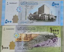 Suriye 1000 Pound ve 500 Pound Çil kondüsyonda