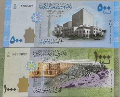 Suriye 1000 Pound ve 500 Pound Çil kondüsyonda