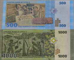 Suriye 1000 Pound ve 500 Pound Çil kondüsyonda