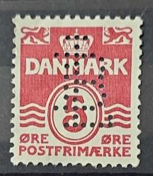 Danimarka 1938 5 Ore Numaralı Pul, Perfinli