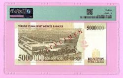 TÜRKİYE Central Bank 5000000 Lira SPECIMEN Pick210as 1997 PMG 58 aUNC ÇİLALTI