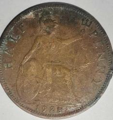 İNGİLTERE 1928  YARIM  PENNY