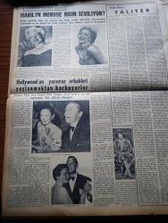 Yeni İstanbul Gazetesi - 23 Kasım 1953 - Ticaret Bakanı'nın Tedbirleri Yazan Habib Edib Törehan Köşe Yazısı - Bermuda'ya Dair İngiliz Görüşü - Ortadoğu Savunması Ve Birleşik Amerika - Teknik Üniversite Yönetmeliği Hazır -  Beşiktaş Vefa'yı 3 1 Mağlup Etti - Türkiye İle Yunanistan'a İktisadi Yardım Kesilmiyor - CHP Mallarına Dair Tasarı Hazırlanıyor - Atatürk Köşesi - Jenny Yazan Thedore Dreiser Yazı Dizisi - Yugoslavya'ya Karşı Çıkacak Türkiye Eskrim Milli Takımı - 48 İranlı'yı Şehir Dışı Ediyoruz - Siirt'te Botan Barajının Temeli Dün Törenle Atıldı - Mısır Reisicumhuru General Necip Dedi Ki Süveyş Davasında Mısır Ordusuna Başvurulacak - Mareşal Tito Reyini Kullanacak - Almanya Yunanistan'a 50 Milyon Dolarlık Kredi Açıyor - Evliya Çelebi'nin 17. Yüzyıl Ortalarında Kafkasya Seyahati Yazan Mirza Bala - Kızıl Kraliçe Yazan Jacques Renand Yazı Dizisi - Marilyn Monroe Niçin Seviliyor - Hollywood'un Yaramaz Erkekleri Yaşlanmaktan Korkuyorlar - Kirk Douglas - Güzellik Kraliçeleri Filmleri