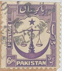 Pakistan Pulu Pakıstan Stamp - Mektup Zarfından Kesilmiş  / Postadan Geçmiş Pul Filateli - Damgalı - TERAZİ TEMALI PAKİSTAN PULU , 6 PARA - YABANCI PULLAR -NOSTALJİK DOĞUM GÜNÜ HEDİYESİ