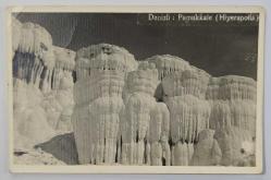 Efemera - 9x14 cm Arkası yazılı 1948 Tarihli Pamukkale (Hiyerapolis) Fotokart, Sol Üst köşesinde Kırık Var - kitantik - kitaLog