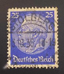 Almanya Pulu - Germany Stamp -  Mektup Zarfından Kesilmiş  / Postadan Geçmiş Pul Filateli - 13 Ekim 1938 Damgalı - ALMAN PULU, 25 PARA - YABANCI PULLAR-NOSTALJİK DOĞUM GÜNÜ HEDİYESİ