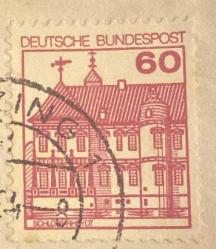 Almanya Pulu - Germany Stamp - Mektup Zarfından Kesilmiş  / Postadan Geçmiş İkili Pul Filateli - Damgalı - ALMAN RÖNESANS SARAYI SCHLOSS RHEYDT TEMALI PUL, 60 PARA - YABANCI PULLAR-NOSTALJİK DOĞUM GÜNÜ HEDİYESİ