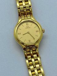 orjinal vintage OMEGA de ville 18(750)ayar komple altın 24 mm pilli bayan kol saati ÇÇT Nadir saat 58.5 gram