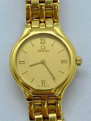 orjinal vintage OMEGA de ville 18(750)ayar komple altın 24 mm pilli bayan kol saati ÇÇT Nadir saat 58.5 gram