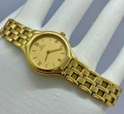 orjinal vintage OMEGA de ville 18(750)ayar komple altın 24 mm pilli bayan kol saati ÇÇT Nadir saat 58.5 gram
