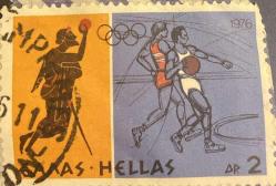 Yunanistan Pulu - Greek stamp - Mektup Zarfından Kesilmiş  / Postadan Geçmiş Pul Filateli - Damgalı - OLİMPİYAT TEMALI YUNAN PULU 1976, 2 PARA - YABANCI PULLAR - NOSTALJİK DOĞUM GÜNÜ HEDİYESİ
