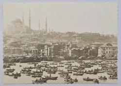 Eski İstanbul Süleymaniye Camii ve Haliç Görünümü, Conrad Hotels  İçin Yapılmış Kenarları Tırtıklı