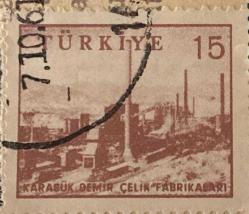 Mektup Zarfından Kesilmiş  / Postadan Geçmiş Pul Filateli - 7 Ekim 1961 Damgalı - KARABÜK DEMİR ÇELİK FABRİKASI, 15 PARA - Türkiye Cumhuriyeti - Turkish Stamp - Türk Pulu - NOSTALJİK DOĞUM GÜNÜ HEDİYESİ