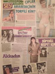 Şey Haftalık Aktüalite Sinema Tiyatro Müzik ve Magazin Gazetesi - 26 Eylül 1987 - Sayı:1 - Gülşen Bubikoğlu - Talat Bulut - Bülent Ersoy - Cem Karaca'nın gölgesinden korkan kadın - Tunca Toskay - Ajda Pekkan - Hülya Koçyiğit - Arif Sağ SHP'ye türkü armağan etti - Öyle bir dünya ki... - Hülya Koçyiğit - Adile Naşit'in artık manevi kızı da var - Sibel Egemen - Nebahat Çehre - Yaşar Alptekin - Çeçilya - Aysel Gürel - Yavuz Çuhacı - Zerrin Özer kaset reklamı - Metin Akpınar - Zeki Alasya - Ayşe Tunalı - Sami Hazinses - Ümit Utku - Ajda'ya böylesi yakışır - Teoman Akıncı - Ali Akbaba - Yüksel Behlil - Muhtar Yiğit - Mustafa Topaloğlu kaset reklamı - Enrico Macias - Cüneyt Gökçer - Nihat Aybars - Kemal Bekir - Bozkurt Kuruç - Bilal ve Feridun Bağrıyanık Kaset reklamı - Altın Portakal Kurtlar Sofrasında - İzzet Altınmeşe kaset reklamı - İbrahim Tatlıses- Sibel Can - İpek Pınar ölümüne koşuyor - Çıplak arabeskçinin torpili kim? fotoğraf ve haberi - Gazetenin sayfaları tamdır fakat kopuktur.