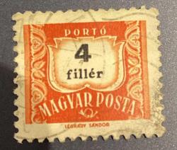 Macaristan Pulu - Magyar Stamp - Mektup Zarfından Kesilmiş  / Postadan Geçmiş Pul Filateli - DAMGALI - Macaristan Pulu , 4 PARA - YABANCI PULLAR -NOSTALJİK DOĞUM GÜNÜ HEDİYESİ