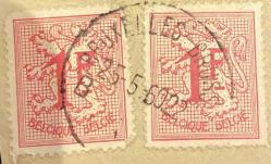 Belçika Pulu - Belgium Stamp - Mektup Zarfından Kesilmiş  / Postadan Geçmiş İkili Pul Filateli - 25 Mayıs 1960 BELÇİKA PULU , 1 PARA - YABANCI PULLAR-NOSTALJİK DOĞUM GÜNÜ HEDİYESİ