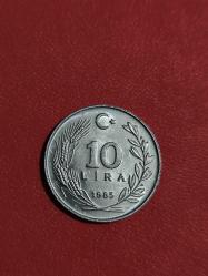 1985 Alüminyum 10 lira orjinal eski para Çil