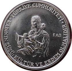 1978 Yılı 2.5 Lira Kadının Süsü Kültür ve Erdem Olmalıdır Hatıra Parası  Kenar Yazısı Turaya Göre Düz  1051