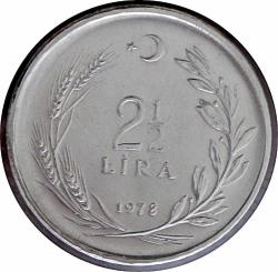 1978 Yılı 2.5 Lira Kadının Süsü Kültür ve Erdem Olmalıdır Hatıra Parası  Kenar Yazısı Turaya Göre Düz  1051
