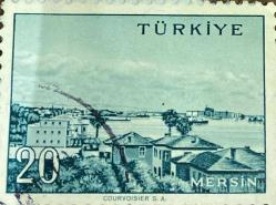 Türk Pulu - Turkish Stamp - Mektup Zarfından Kesilmiş  / Postadan Geçmiş Pul Filateli - Damgalı - TÜRKİYE MERSİN, 20 PARA - Türkiye Cumhuriyeti - NOSTALJİK DOĞUM GÜNÜ HEDİYESİ