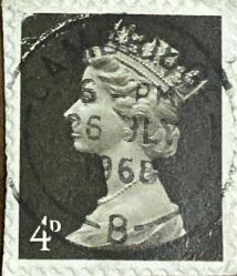 İngiltere Pulu - England Stamp - Mektup Zarfından Kesilmiş  / Postadan Geçmiş Pul Filateli - 26 Temmuz 1968 Damgalı - KRALİÇE II. ELIZABETH, 4 PARA - YABANCI PULLAR -NOSTALJİK DOĞUM GÜNÜ HEDİYESİ
