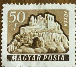 Macaristan Pulu - Magyar Stamp - Mektup Zarfından Kesilmiş  / Postadan Geçmiş Pul Filateli - FÜZER KALESİ TEMALI Macaristan Pulu , 50 PARA - YABANCI PULLAR -NOSTALJİK DOĞUM GÜNÜ HEDİYESİ