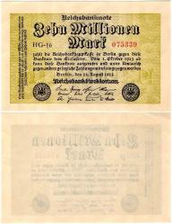 P#106a Almanya 10 Milyon Mark 1923 ÇİL Deste Eziği Var