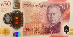 Büyük Britanya 50 pound,  Kral  Charles III UNC Polimer para(Çil)