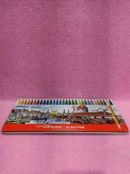 VINTAGE CARAN D'ACHE SWISS MADE LUCERNE MANZARA RESİMLİ BOŞ TENEKE KUTU