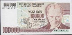 7.Emisyon 3.Tertip 100000 Lira G87 585557 Çil (X-59)