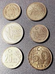Efemera - 6 ADET 1990'LI YILLAR MADENİ PARA SETİ - kitantik - kitaLog