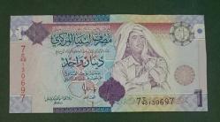 Libya Muammer Kaddafi portresi 2009 1 Dinar Çil