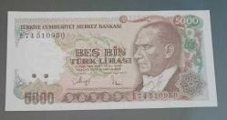 7 Emisyon E 74 Seri 5000 Lira Çil Büyük Mevlana