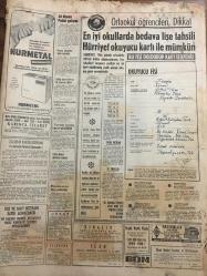 HÜRRİYET GAZETESİ 5 OCAK 1966 YIL :18 SAYI :6354--Başbakan Demirel in ilk basın  toplantısı : Milletçe silkinmeğe mecburuz ---Türk Denizcilik Tarihinde Büyük Bir Başarı ---Kısmet ,30 Günde Atlantik i Geçti --Eyüp Hanla Şastri Dün El Sıkıştılar ---Beş büyük gaz deposu infilak etti 30 kişi öldü ---Atlantik i kimler  ne zaman aştı ?--Telefon İdaresi kablo hırsızlarından şikayetçi ---Kalbi çarpan öksüren rengi atan Robot hasta yapılıyor ---Çukurova nın kurtuluşu törenlerle kutlanıyor --James -Donna ve Türk usulü nikah --Kılıç ,takıma gece sokağa çıkma yasağı koydu --Ahmet :Hem Ertan ı hem de takımını mağlup edeceğim ---Beykoz -Sakaryaspor ,Göztepe -Karşıyaka ---Birinci Türkiye Ligi 14 Takıma İndiriliyor --Ve işte Barbados ---Toto da 10 bilenler 120 lira alacak --Demirel Neler Söyledi ?