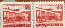 Macaristan Pulu - Magyar Stamp - Mektup Zarfından Kesilmiş  / Postadan Geçmiş İkili Pul Filateli - Damgalı - Macaristan Pulu , 60 PARA - YABANCI PULLAR -NOSTALJİK DOĞUM GÜNÜ HEDİYESİ