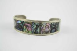 VINTAGE CANLI ABALONE KABUĞU STERLİN GÜMÜŞ MANŞET BİLEZİK ORJINAL GÜMÜŞTÜR (YENI TAKI KOLİSİ )1