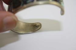 VINTAGE CANLI ABALONE KABUĞU STERLİN GÜMÜŞ MANŞET BİLEZİK ORJINAL GÜMÜŞTÜR (YENI TAKI KOLİSİ )1