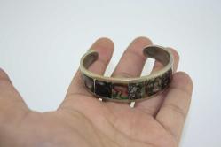 VINTAGE CANLI ABALONE KABUĞU STERLİN GÜMÜŞ MANŞET BİLEZİK ORJINAL GÜMÜŞTÜR (YENI TAKI KOLİSİ )1