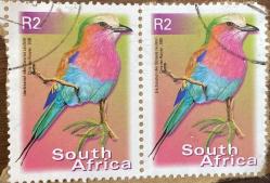 Güney Afrika Pulu - South Africa Stamp - Mektup Zarfından Kesilmiş  / Postadan Geçmiş İkili Pul Filateli - Damgalı - DENİZ ALAKARGASI KUŞU TEMALI PUL, 2 PARA - YABANCI PULLAR-NOSTALJİK DOĞUM GÜNÜ HEDİYESİ