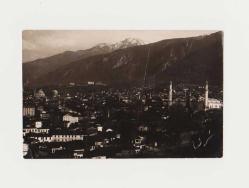 [FOTOĞRAF] Osmanlı dönemi Bursa genel görünüm: Uludağ, Ulu Camii ve şehir merkezinde evler, konaklar. Osmanlıca 